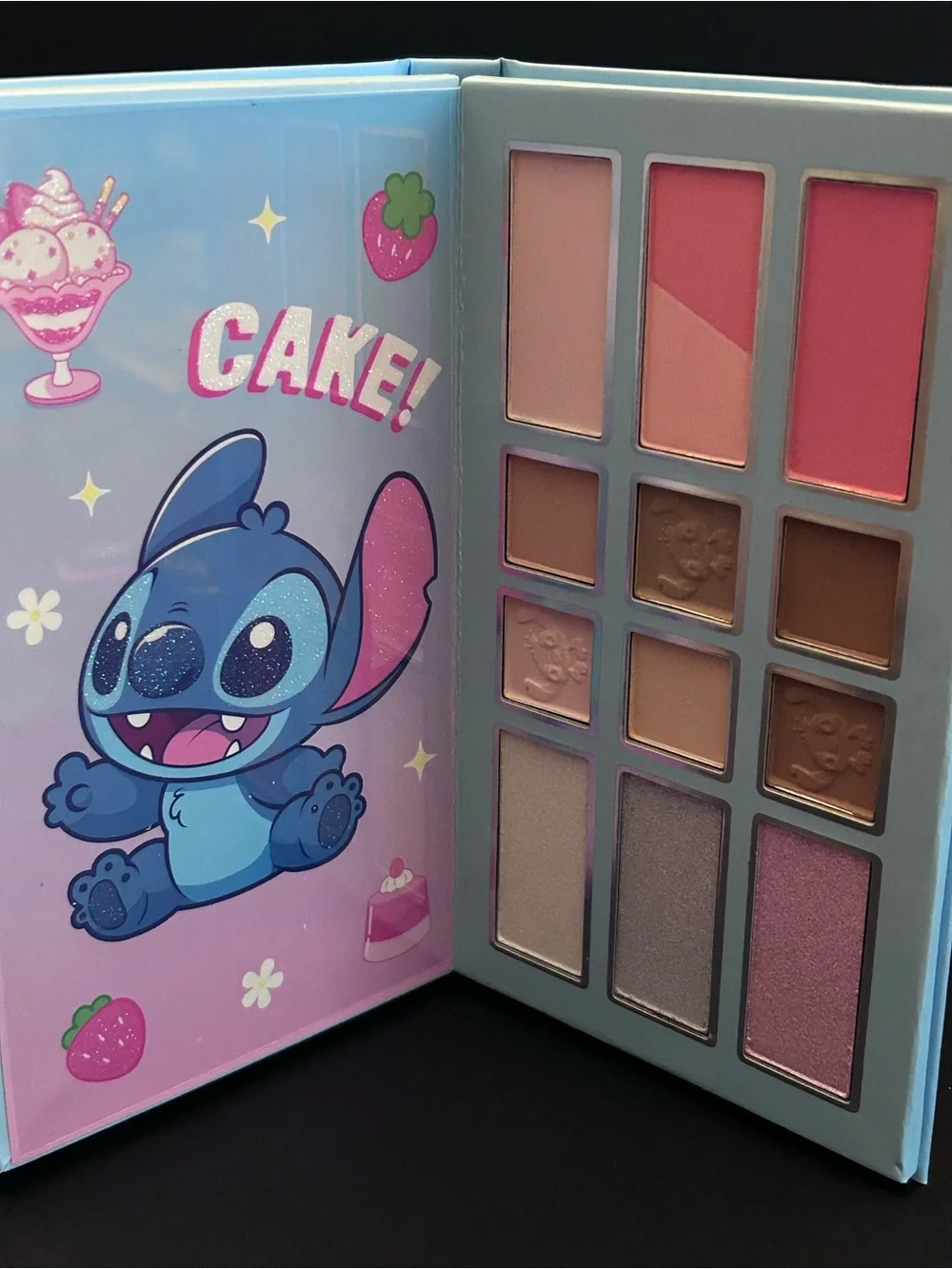 Disney Stitch Sweet Treats Cosmetic Palette With Pearl Handle Blue Pink NEW